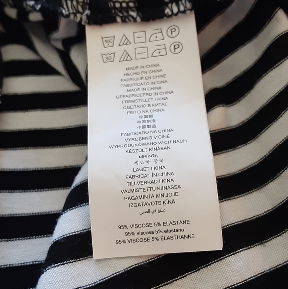 Michael Kors black and white striped asymmetric top - Picture 3 of 11